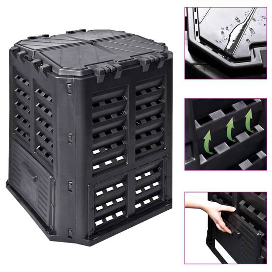 ComfortXL - Composteur de jardin 360 L en plastique pour déchets organiques Noir – ComfortXL Outdoor Living - Image 1