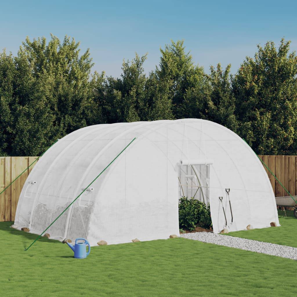 Serre de jardin 24m² - Serre de culture avec cadre en acier blanc 6x4x2,85 m MAISON CHIC - Image 1