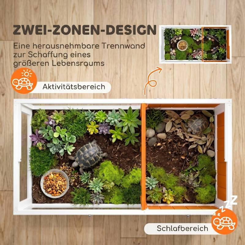 ComfortXL - Maison tortue en bois 104 x 53 x 82 cm blanc orange avec fenêtre et support de lampe - ComfortXL Outdoor Living - Image 4