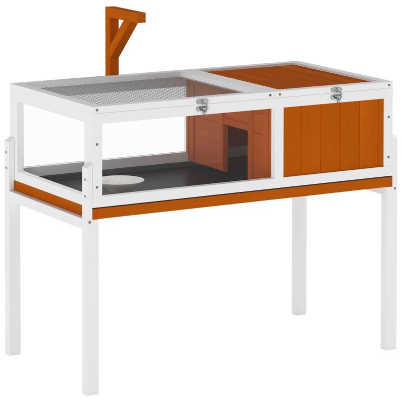 ComfortXL - Maison tortue en bois 104 x 53 x 82 cm blanc orange avec fenêtre et support de lampe - ComfortXL Outdoor Living - Image 1
