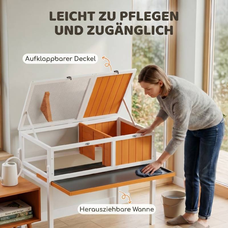 ComfortXL - Maison tortue en bois 104 x 53 x 82 cm blanc orange avec fenêtre et support de lampe - ComfortXL Outdoor Living - Image 5