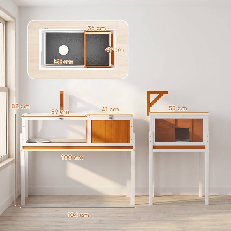 ComfortXL - Maison tortue en bois 104 x 53 x 82 cm blanc orange avec fenêtre et support de lampe - ComfortXL Outdoor Living - Image 3