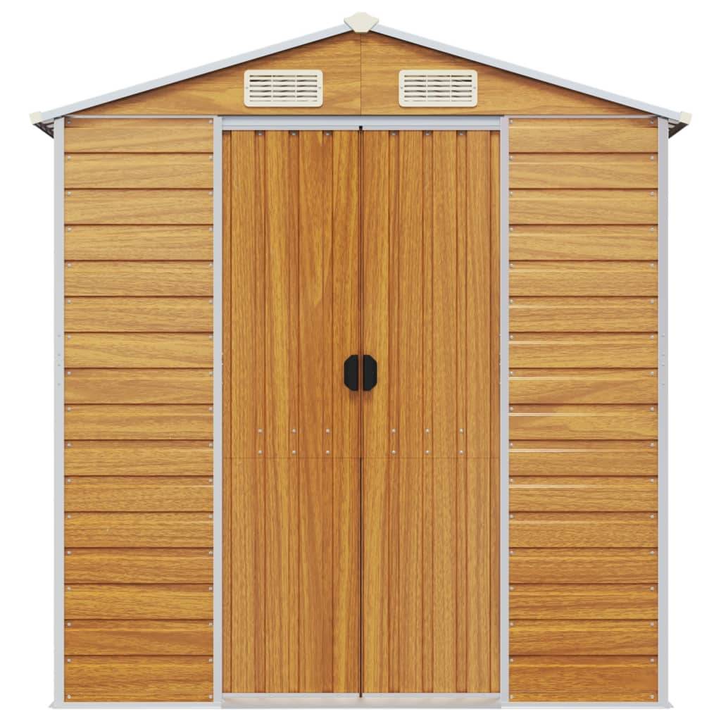 Vidaxl - Abri de jardin marron clair 191x470x198 cm acier galvanisé vidaXL 3188279 - Image 5