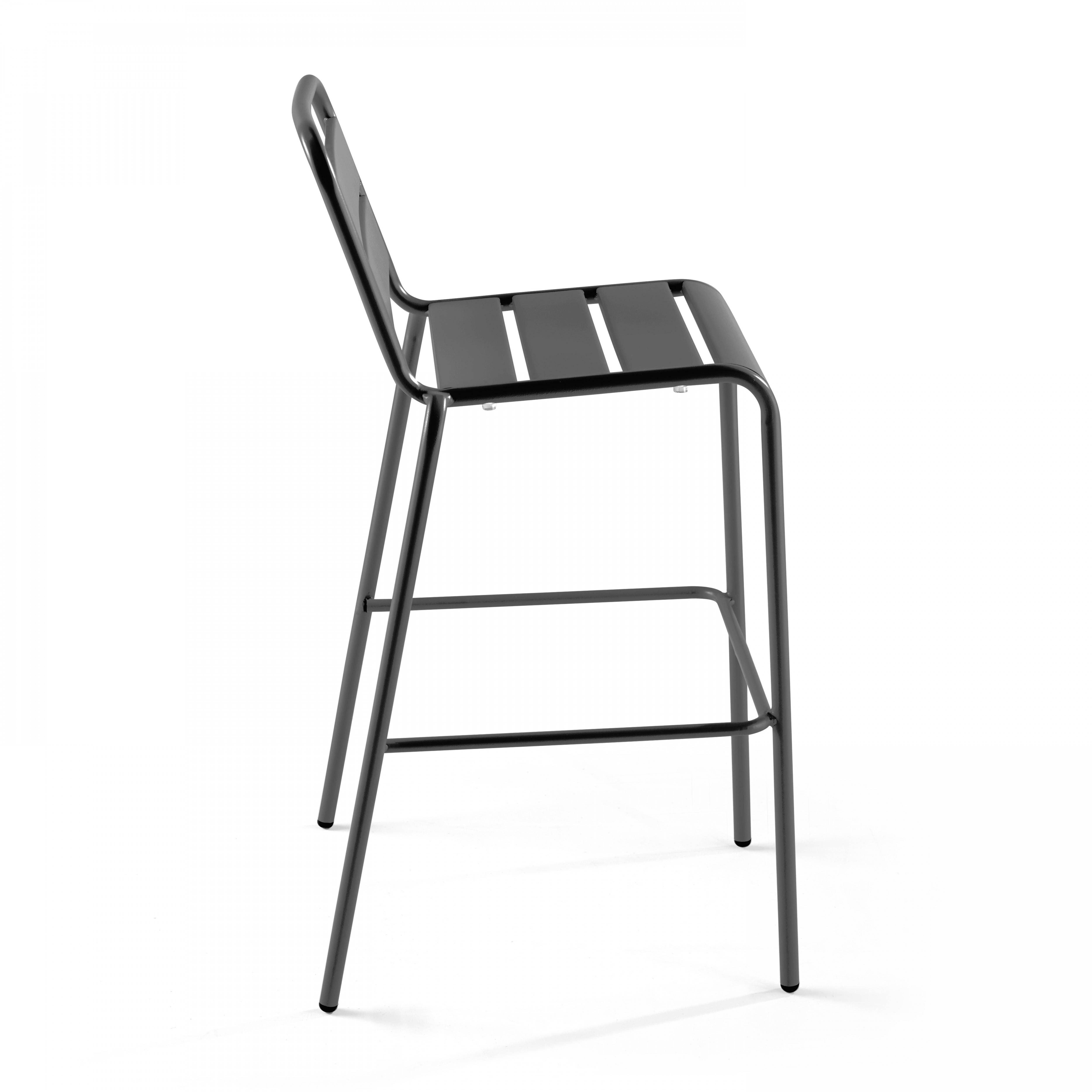 Oviala - Ensemble table haute et 4 chaises de bar en métal gris Palavas - Oviala - Image 5