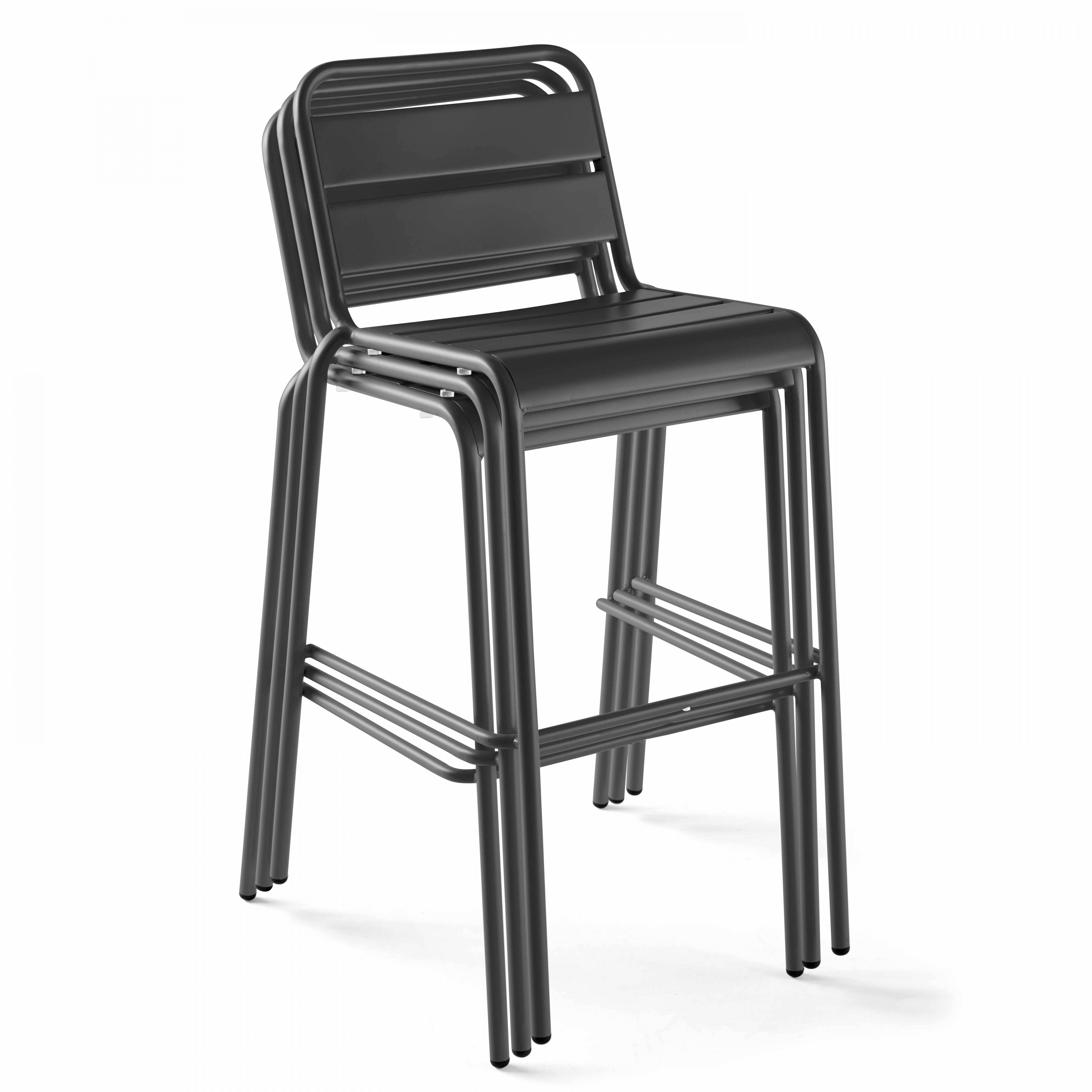 Oviala - Ensemble table haute et 4 chaises de bar en métal gris Palavas - Oviala - Image 6