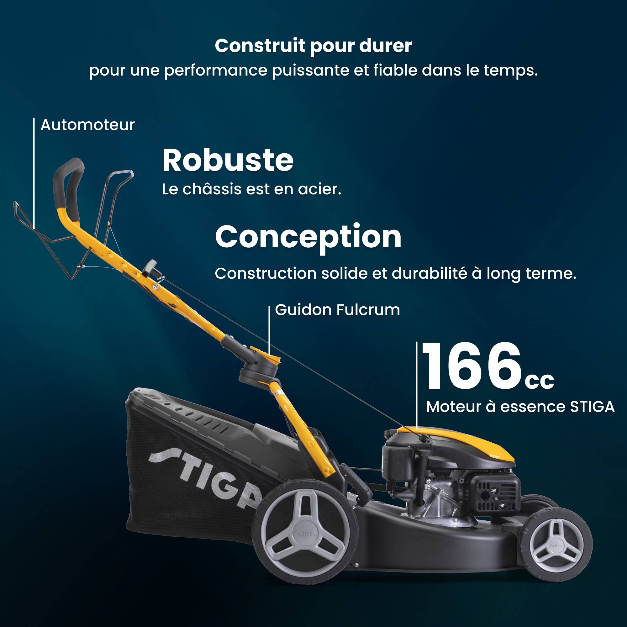 Stiga - Tondeuse Combi 553 S, 166cc, largeur 51cm, bac 60L, 3 en 1 - STIGA - Image 2