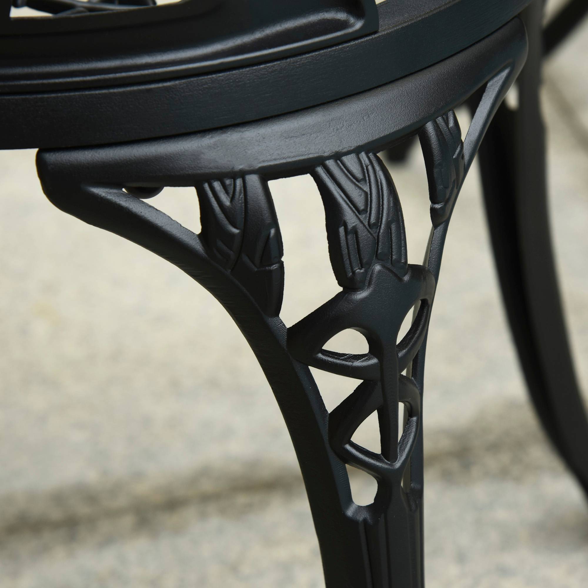 Outsunny - Ensemble salon de jardin 2 places 2 chaises + table ronde fonte d'aluminium imitation fer forgé noir - Outsunny - Image 5