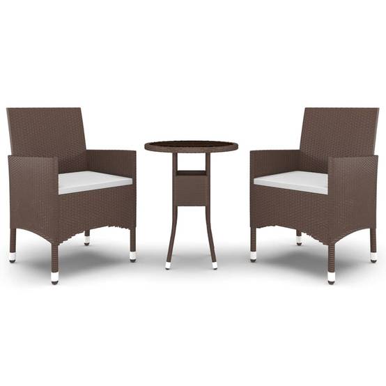Vidaxl - Ensemble à manger de jardin 3pcs Résine tressée Marron vidaXL 3058461 - Image 2