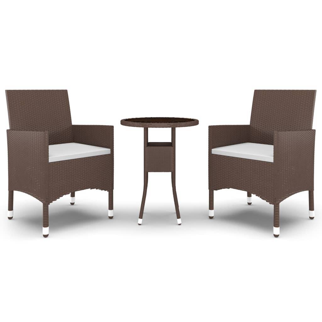Vidaxl - Ensemble à manger de jardin 3pcs Résine tressée Marron vidaXL 3058461 - Image 2