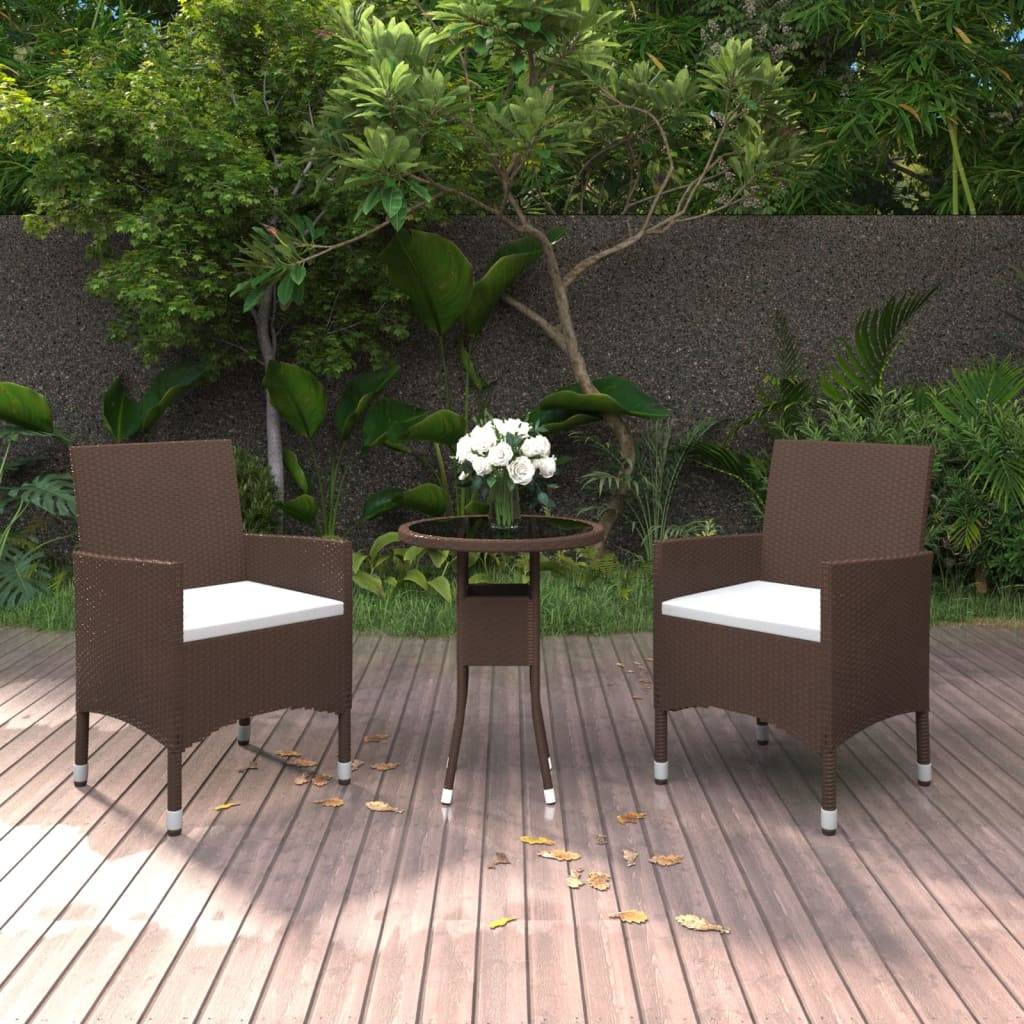 Vidaxl - Ensemble à manger de jardin 3pcs Résine tressée Marron vidaXL 3058461 - Image 1