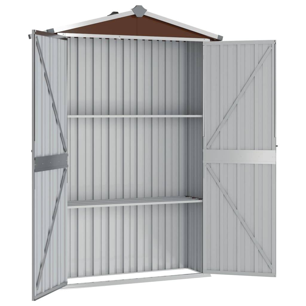 Helloshop26 - Abri de jardin cabane cabanon maison de stockage remise extérieur hangar outils robuste 116 x 45 x 175 cm acier galvanisé marron - Image 2