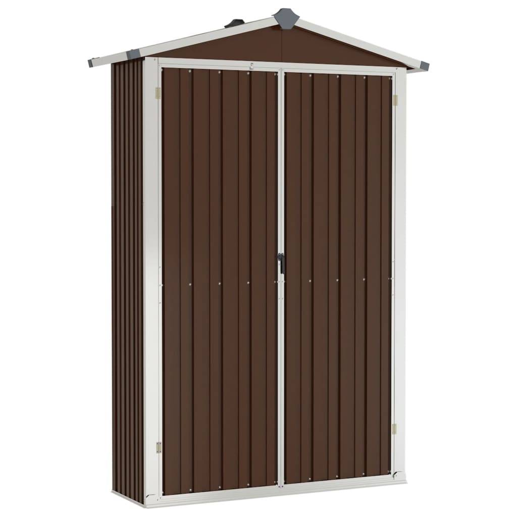 Helloshop26 - Abri de jardin cabane cabanon maison de stockage remise extérieur hangar outils robuste 116 x 45 x 175 cm acier galvanisé marron - Image 1