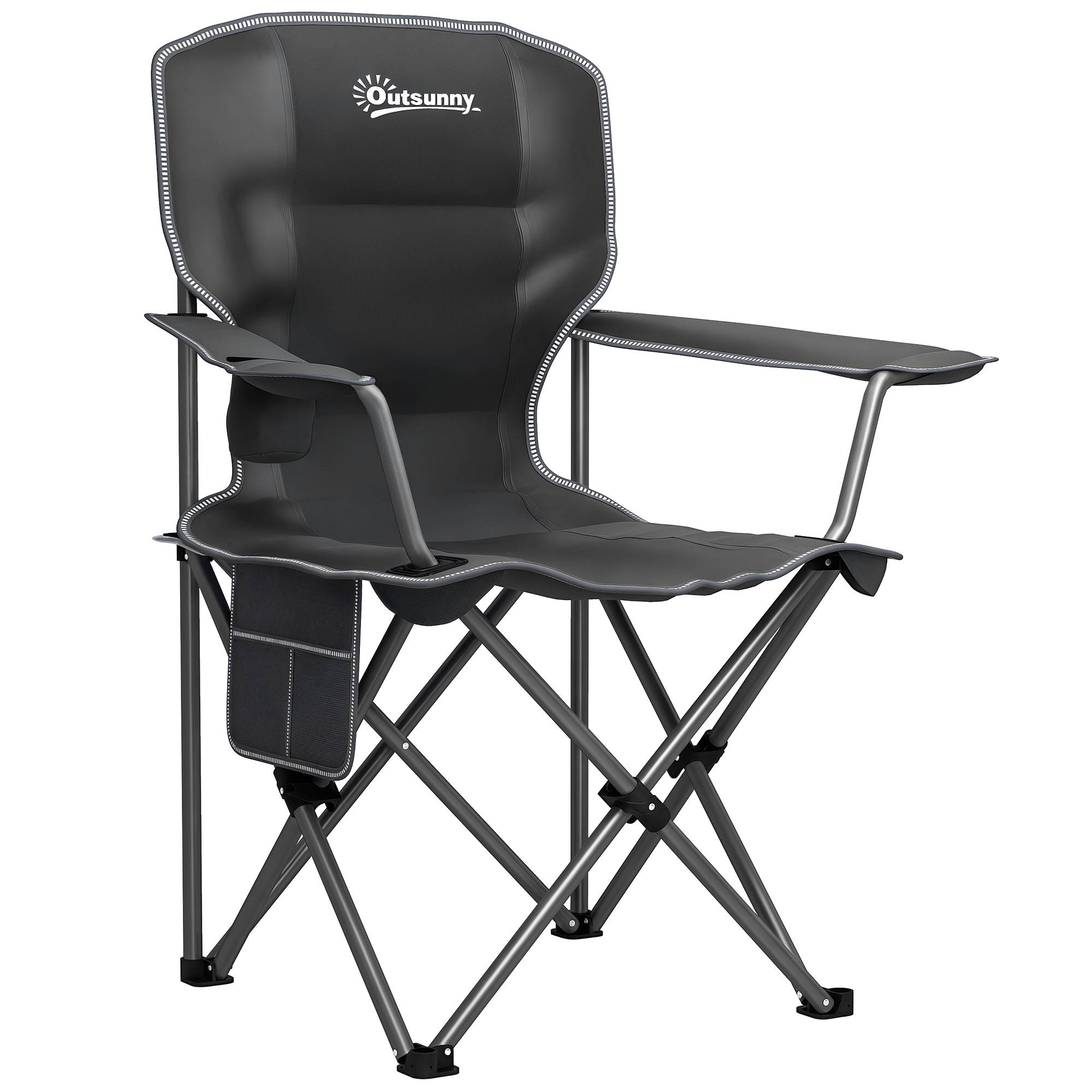 ComfortXL - Chaise de camping pliante tissu Oxford 600D extérieur portable avec porte-gobelet noire - ComfortXL Outdoor Living - Image 1