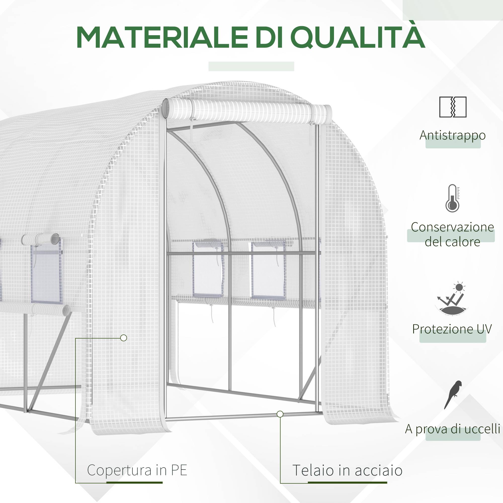 Sans Marque - Serre potagère acier 3x2x2 m bâche PE serre jardin portes zippées fenêtres filet culture légumes serre maraîchère blanche robuste extérieur - Image 7