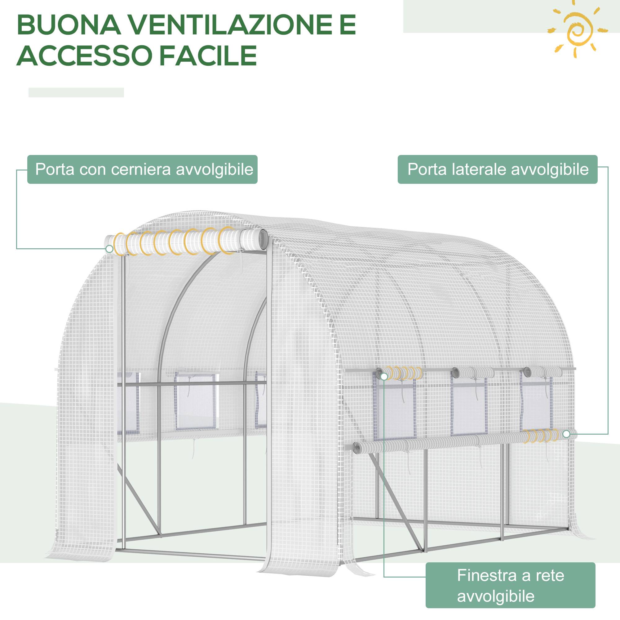 Sans Marque - Serre potagère acier 3x2x2 m bâche PE serre jardin portes zippées fenêtres filet culture légumes serre maraîchère blanche robuste extérieur - Image 6