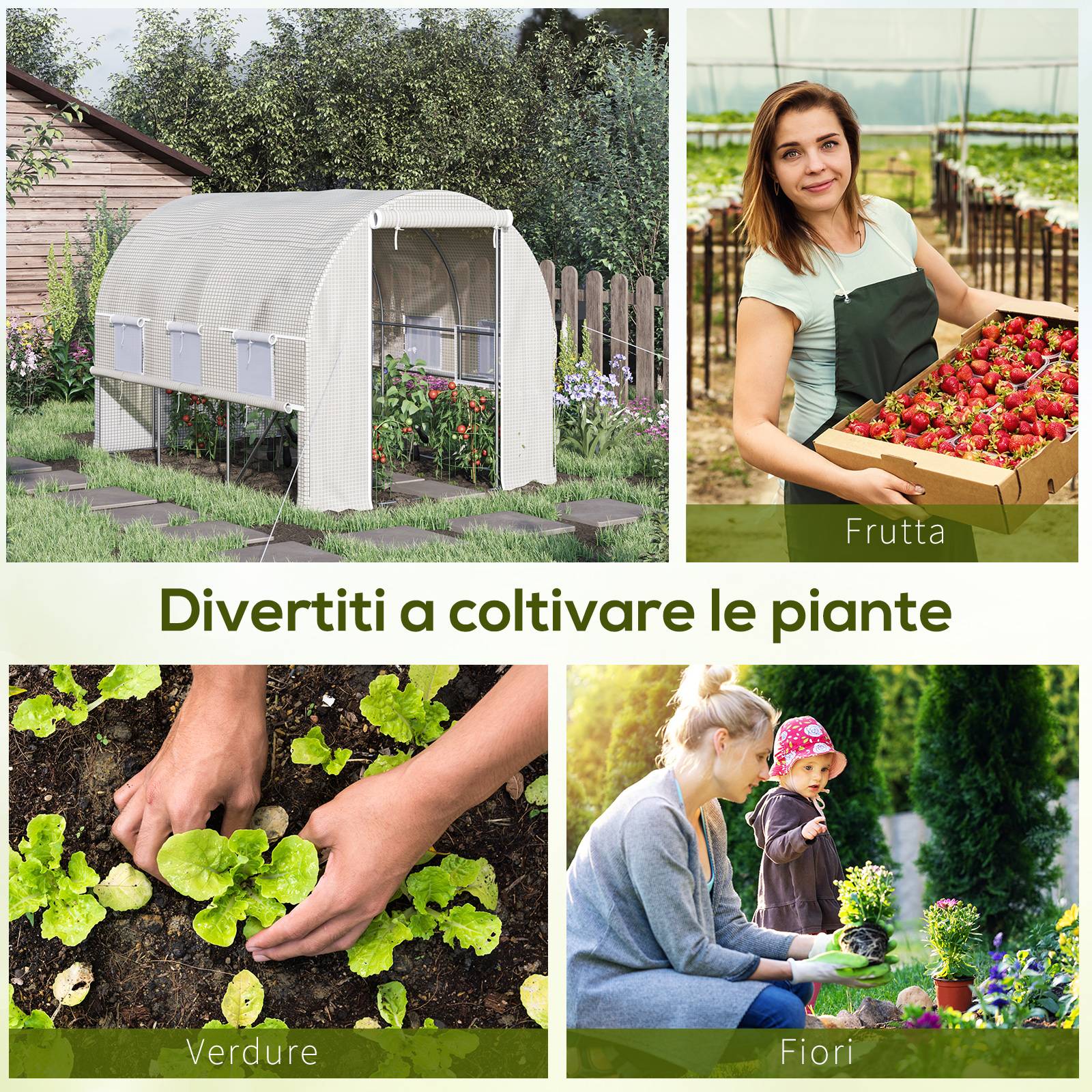 Sans Marque - Serre potagère acier 3x2x2 m bâche PE serre jardin portes zippées fenêtres filet culture légumes serre maraîchère blanche robuste extérieur - Image 9