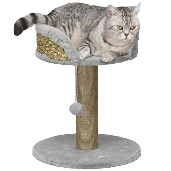Arbre à chat jute et peluche gris 40 x 40 x 49 cm - PANGIVO - Image 1