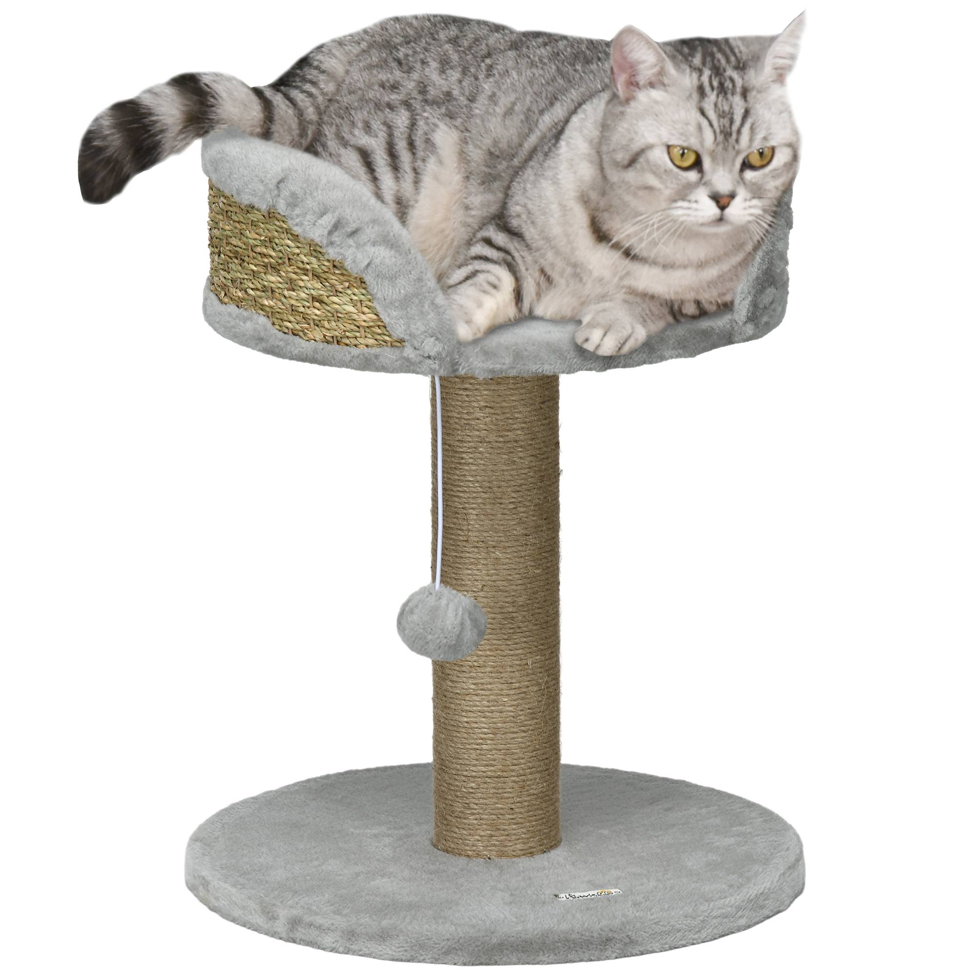 Arbre à chat jute et peluche gris 40 x 40 x 49 cm - PANGIVO - Image 1