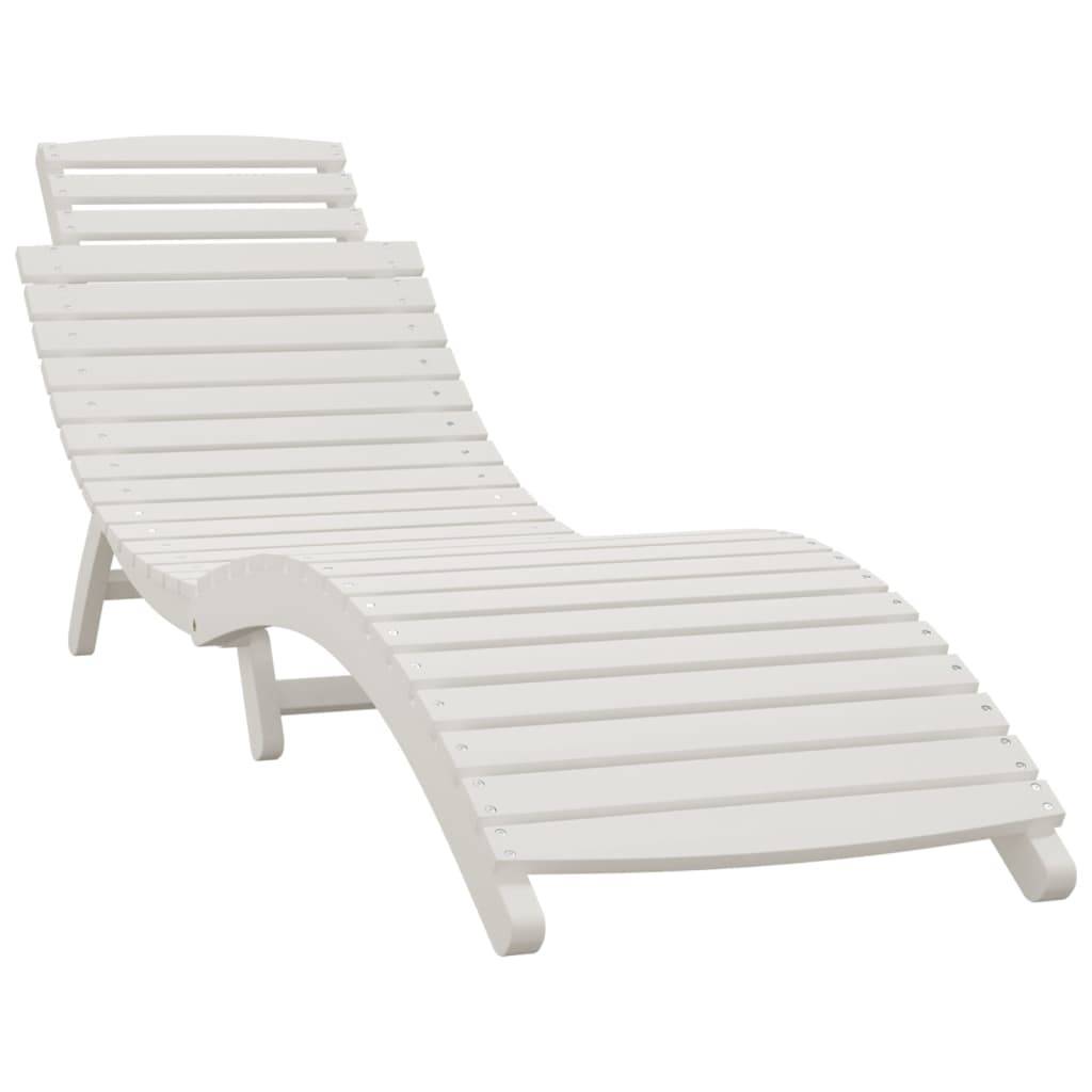 Helloshop26 - Lot de 2 transats chaise longue bain de soleil lit de jardin terrasse meuble d'extérieur avec table blanc bois massif d'acacia - Image 2