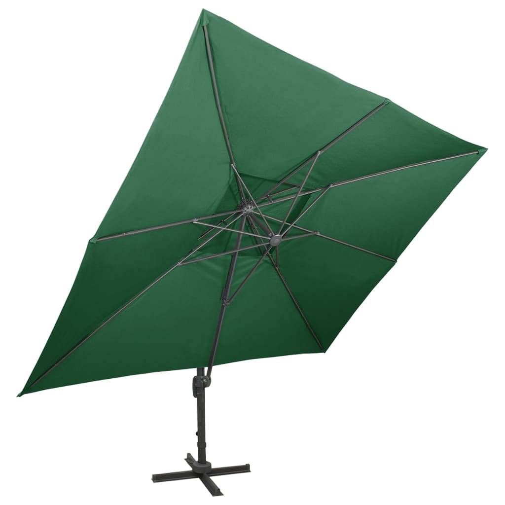 Parasol déporté aluminium vert 400 x 300 x 274 cm - PANGIVO - Image 2