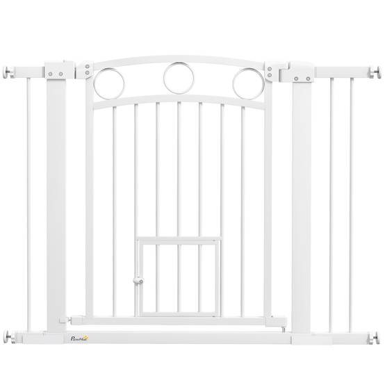 Barrière de sécurité intérieur extensible 104 x 5 x 77 cm métal et plastique blanc - PANGIVO - Image 1