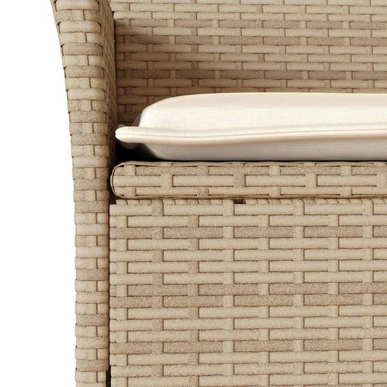 ComfortXL - Set Bistrot de Jardin 2 Personnes Table en Verre Résine Tressée Beige avec Coussins Crème pour Balcon Beige 80cm – ComfortXL Outdoor Living - Image 5
