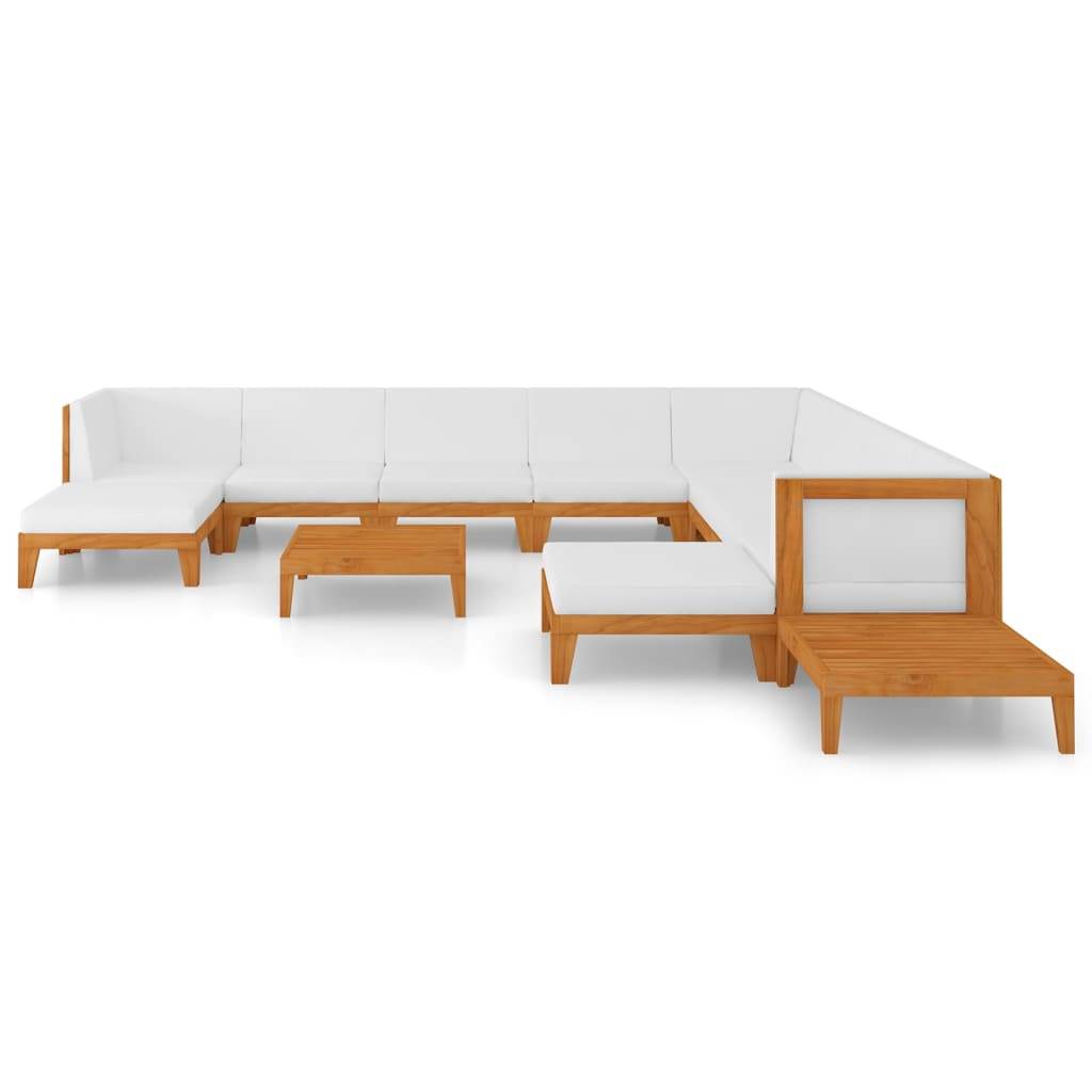 Helloshop26 - Salon de jardin meuble d'extérieur ensemble de mobilier 12 pièces avec coussins bois d'acacia solide - Image 2
