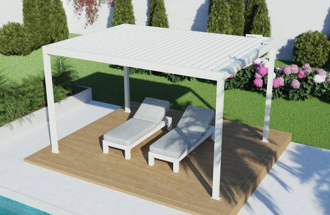 Pergola Bioclimatique Autoportante Motorisée Éclairée Aluminium 4x3 Blanc SV ORIAL France - Image 2