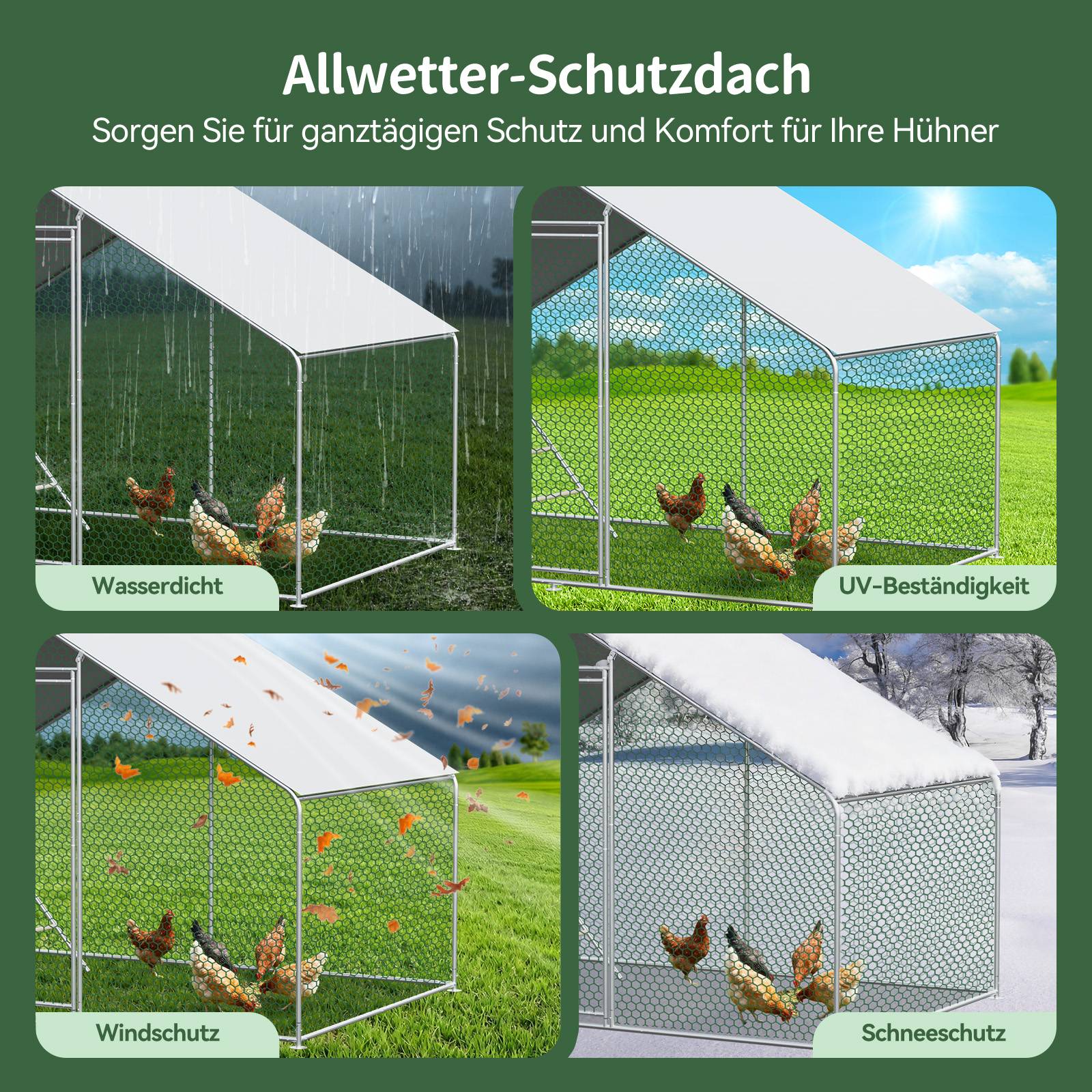 Enclos Poulailler 12m² Métal Volailles Lapins Sécurité Extérieure Toit Imperméable 3x4x2m - ComfortXL Outdoor Living - Image 9