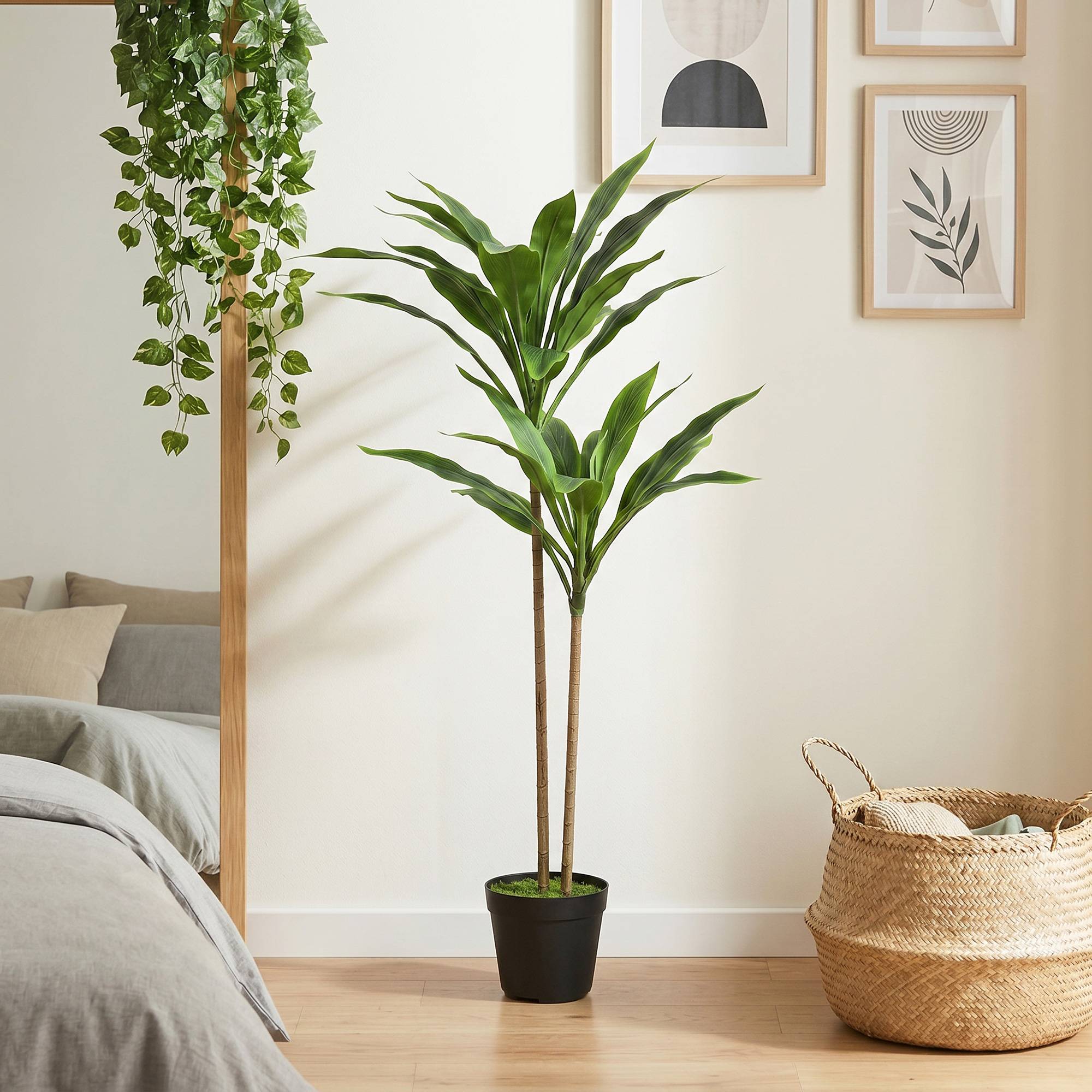 Arbre artificiel cordyline en pot 90 cm avec 29 feuilles réalistes, plante artificielle en PEVA, intérieure et extérieure - Image 4