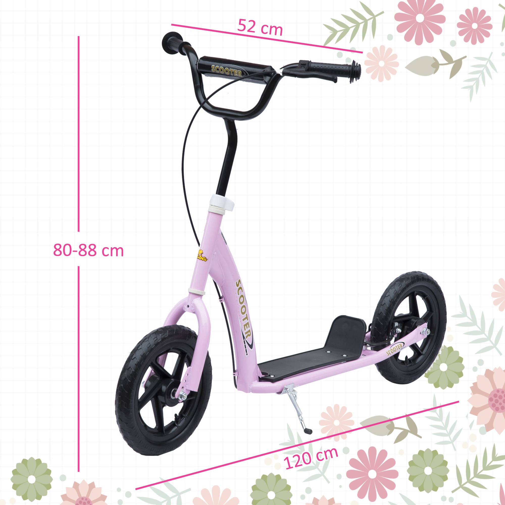 Trottinette enfant patinette pneus 30 cm Hauteur Guidon réglable poignée Frein et béquille Acier pour enfants à partir de 5 ans Rose - Image 5