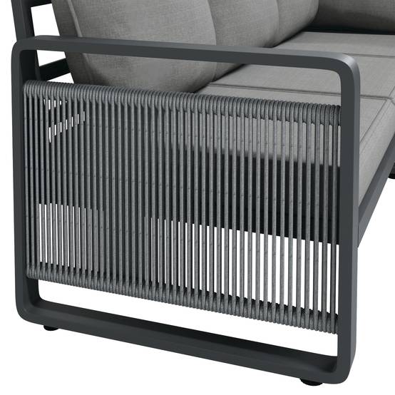 Salon de jardin angle métal et corde terrasse extérieur modulable 7 places gris - ComfortXL Outdoor Living - Image 9