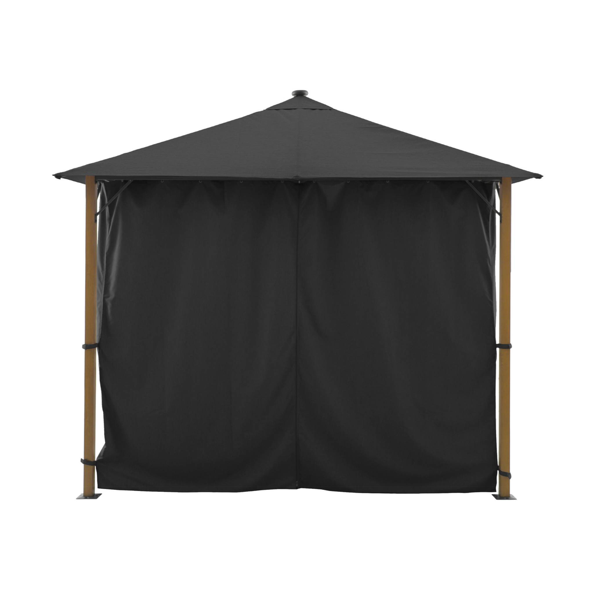 Tonnelle 3x3m aluminium effet bois avec rideaux et led anthracite - Veluna | sweeek - Image 5