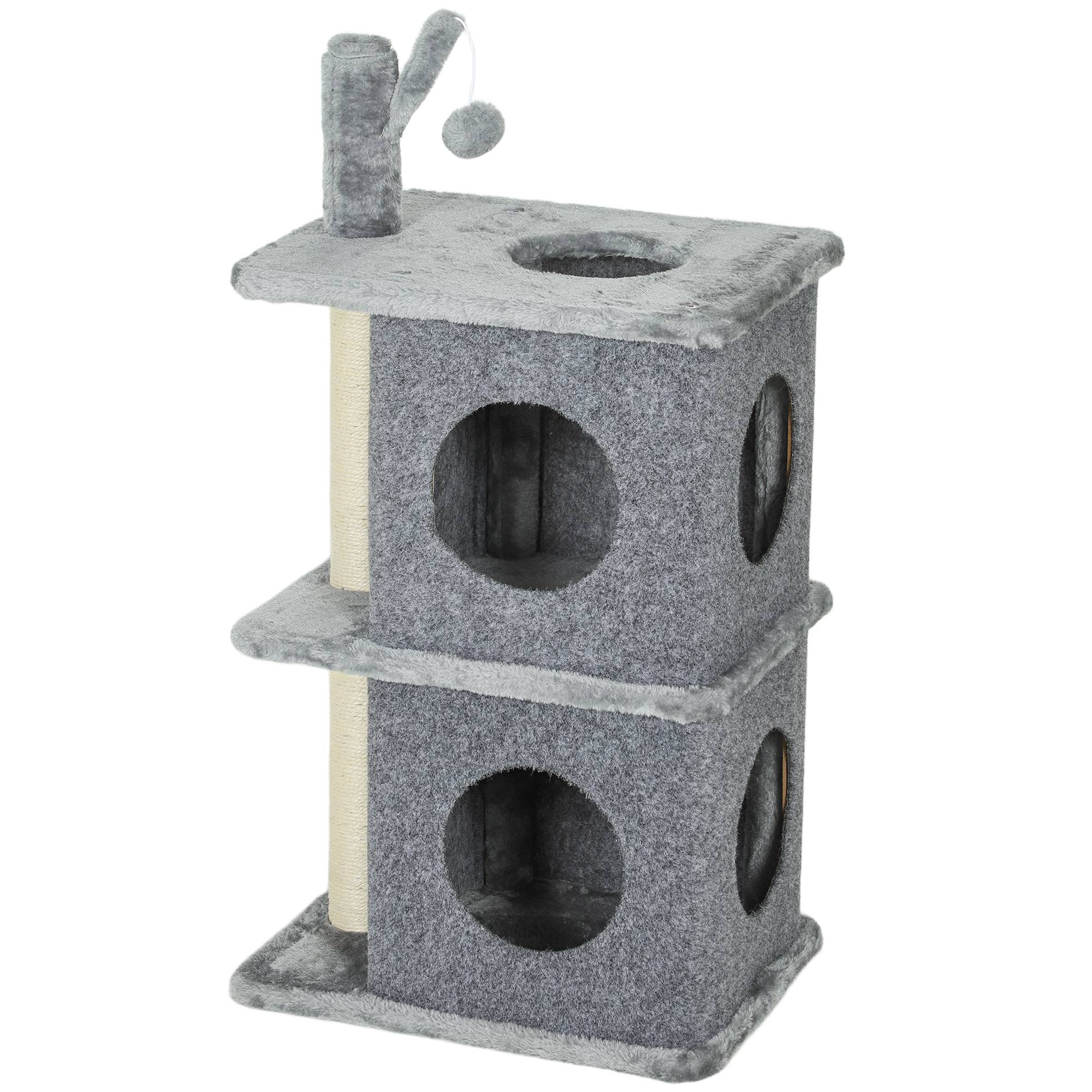 Arbre à chat sisal et peluche gris foncé 43 x 33 x 80 cm - PANGIVO - Image 2