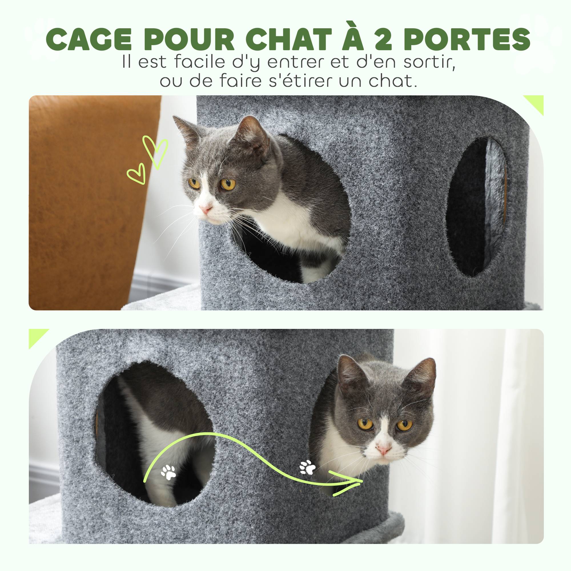 Arbre à chat sisal et peluche gris foncé 43 x 33 x 80 cm - PANGIVO - Image 7