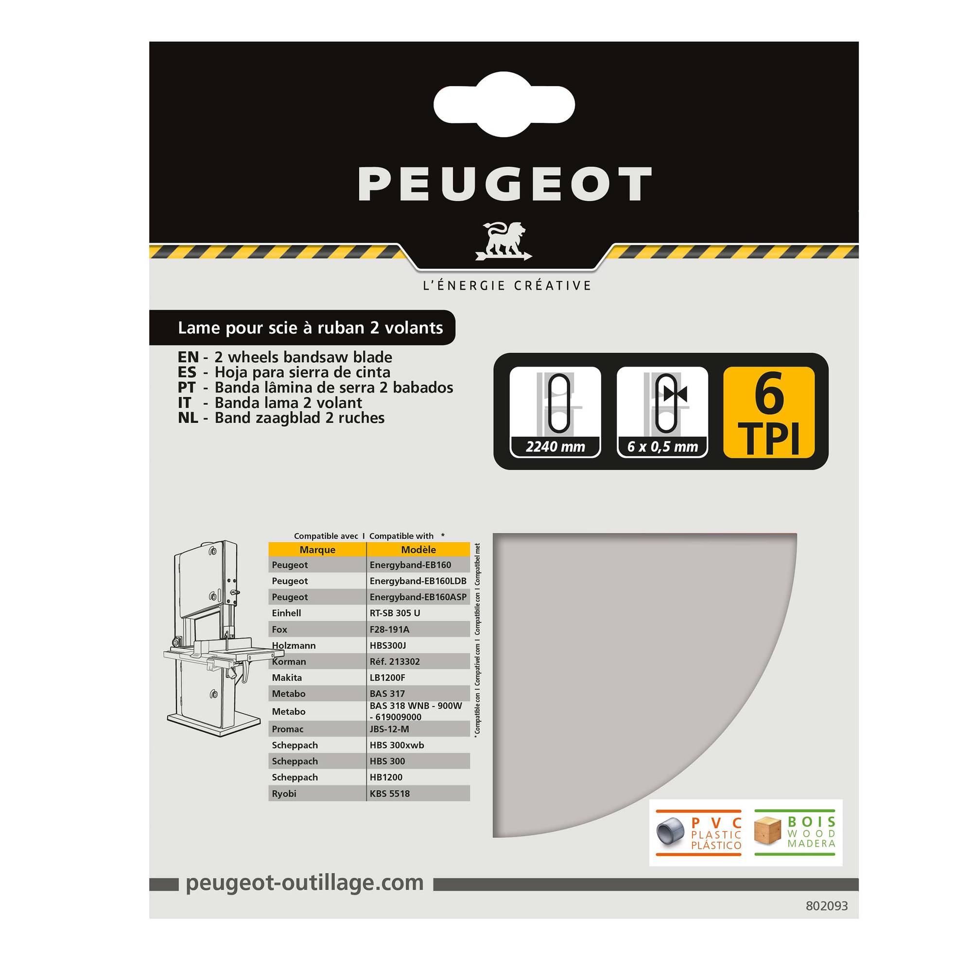 Lame de scie à ruban 2240x6mm 6TPI - PEUGEOT OUTILLAGE - 802093 - Image 2
