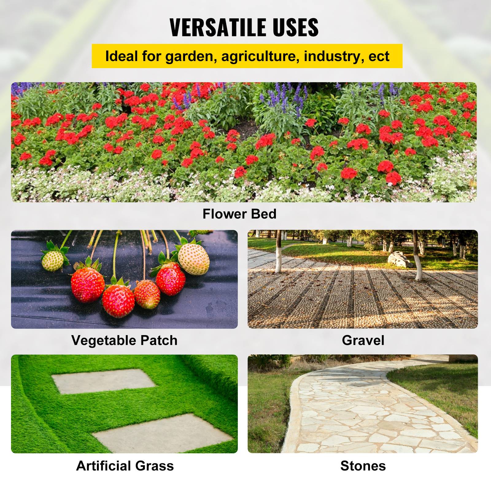 VEVOR Toile tissée jardin 91 m, anti-mauvaises herbes, anti-UV, pour allées, terrasses et potagers. - Image 6