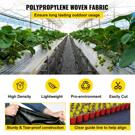 VEVOR Toile tissée jardin 91 m, anti-mauvaises herbes, anti-UV, pour allées, terrasses et potagers. - Image 3