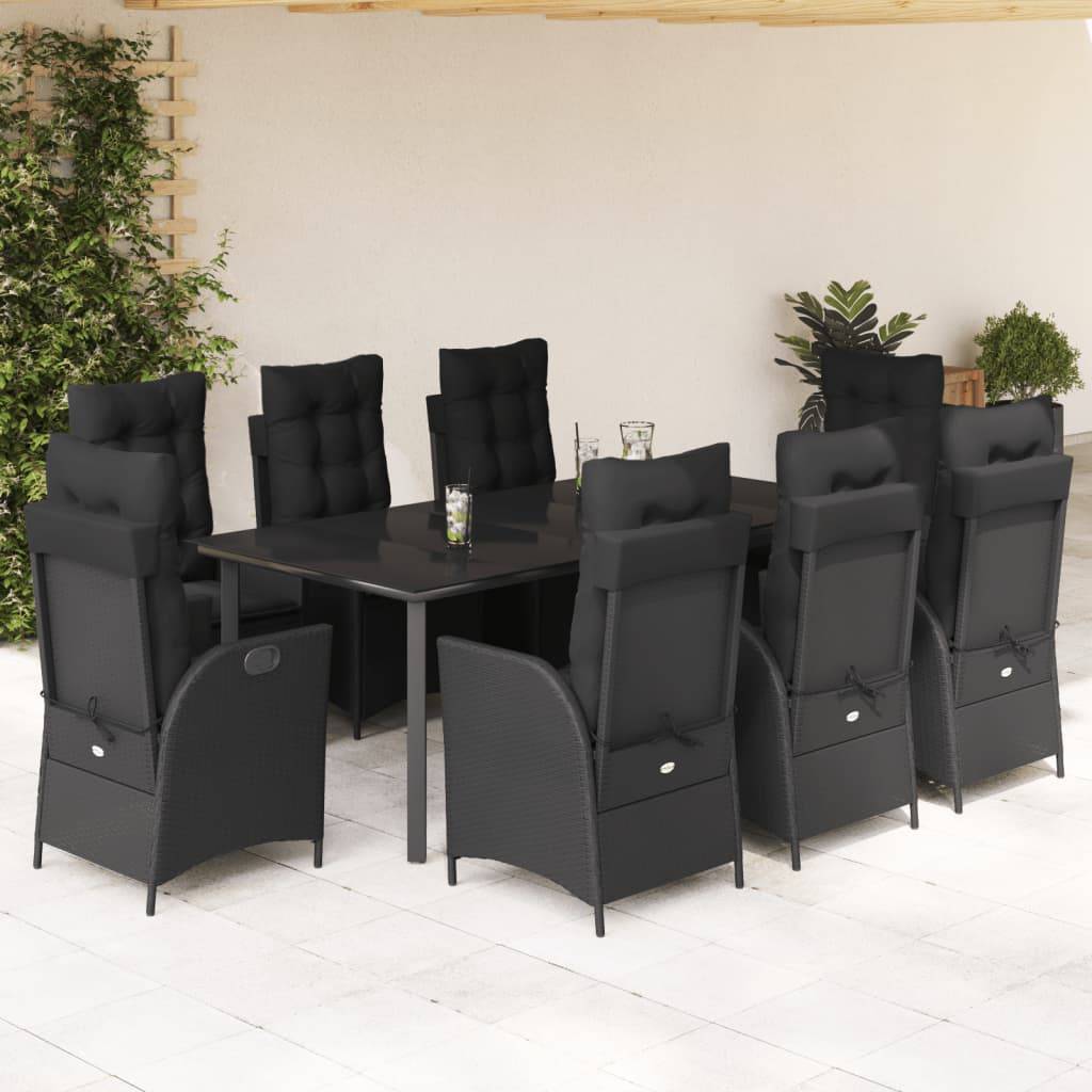 ComfortXL - Salon de Jardin Noir 8 Personnes, Table Rectangulaire 200cm et 8 Fauteuils en Résine Tressée Inclinables – ComfortXL Outdoor Living - Image 1