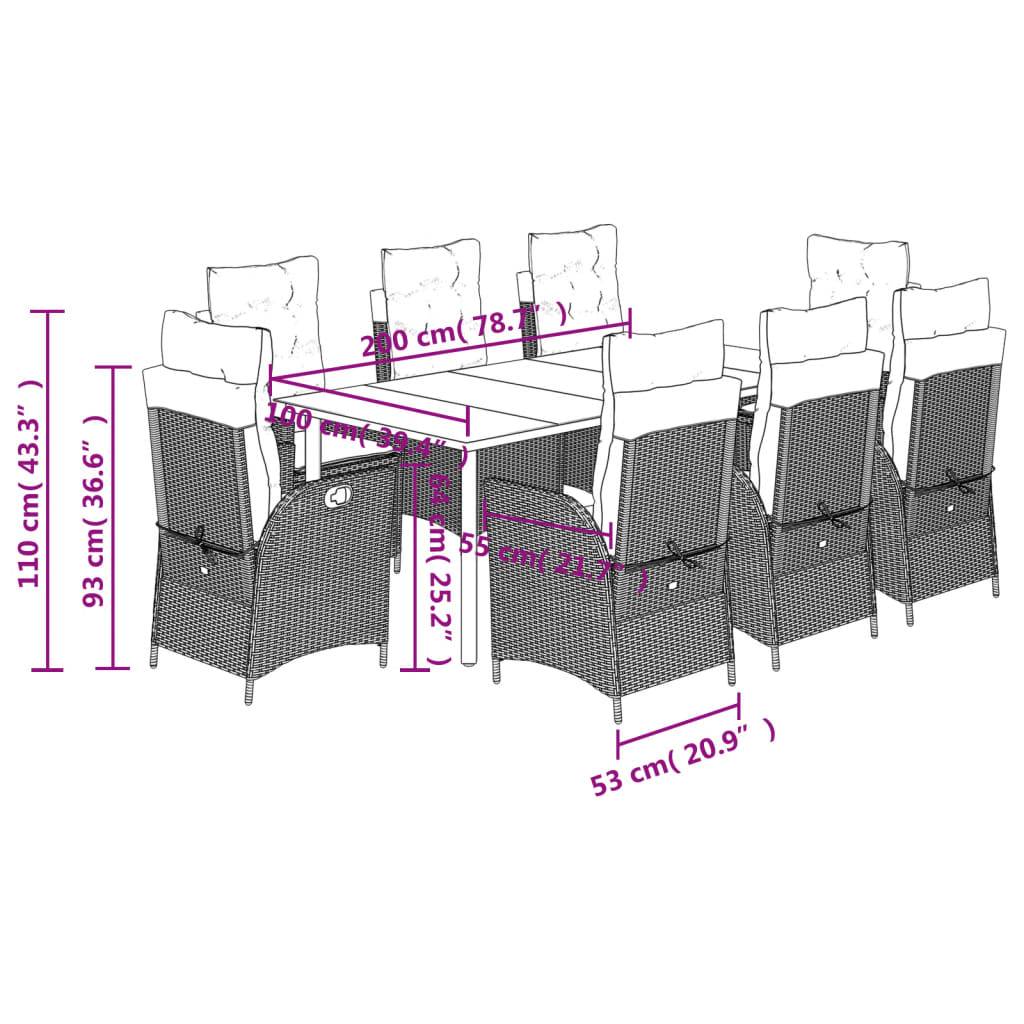 ComfortXL - Salon de Jardin Noir 8 Personnes, Table Rectangulaire 200cm et 8 Fauteuils en Résine Tressée Inclinables – ComfortXL Outdoor Living - Image 9