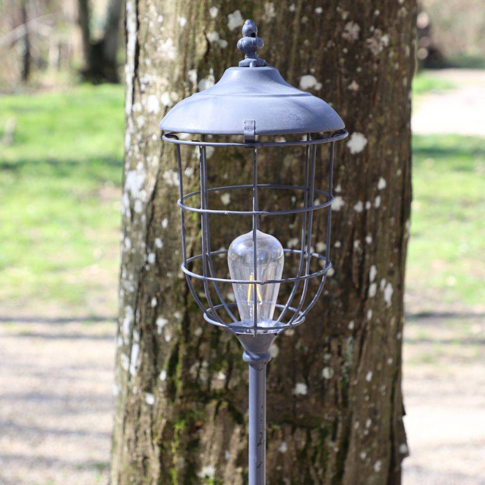 Lampadaire luminaire salon industriel rétro sur pied LED métal gris 140cm Chemin de campagne - Image 3