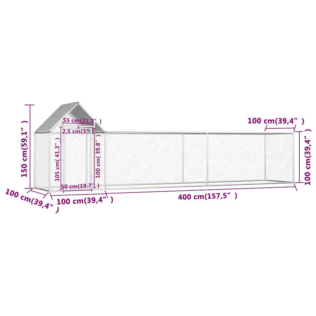 Prolenta Premium - Poulailler acier argent  5 x 1 x 1,5 m  - Prolenta premium p3140.5 - Image 6