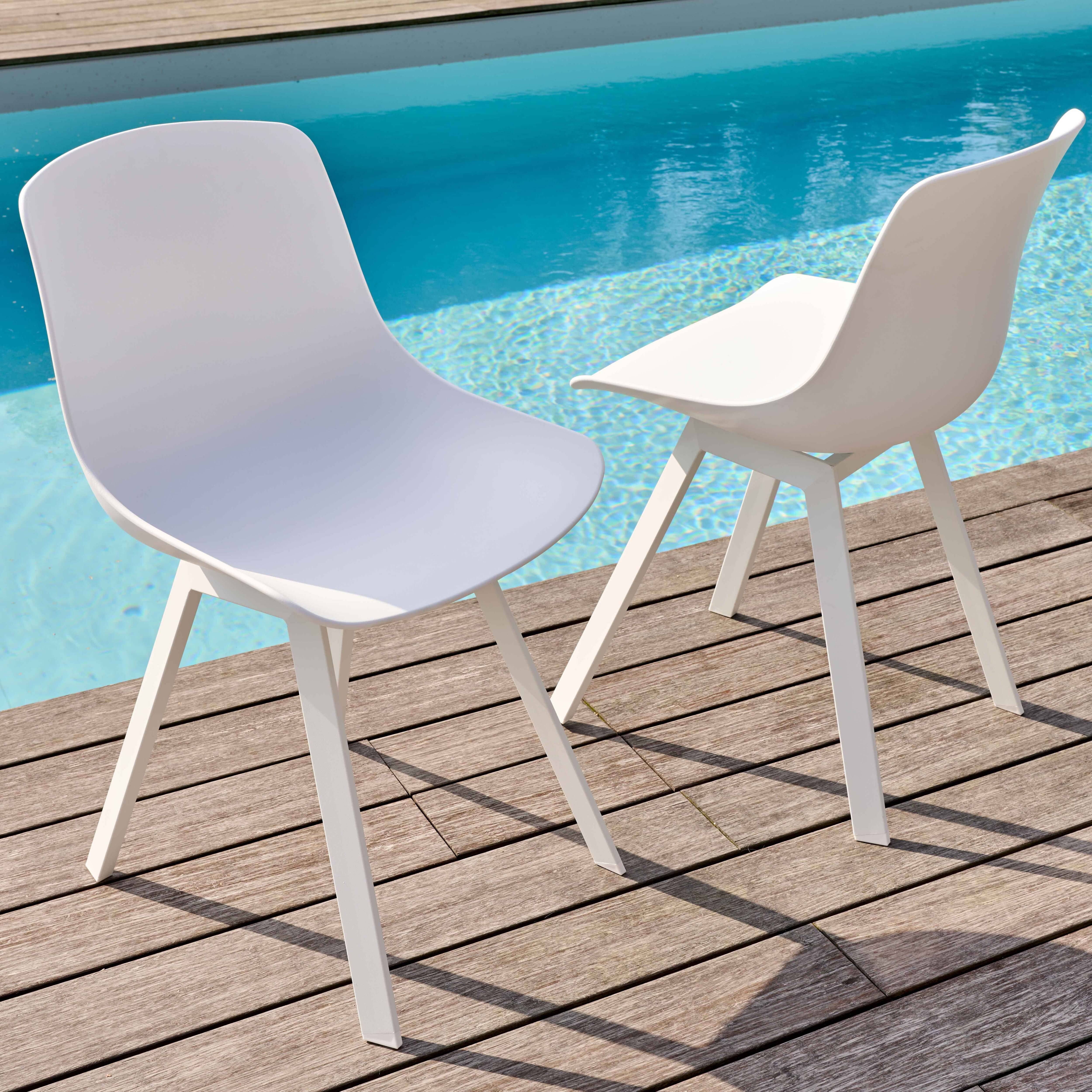 Oviala - Lot de 4 chaises d'extérieur blanc Samoa - Oviala - Image 2