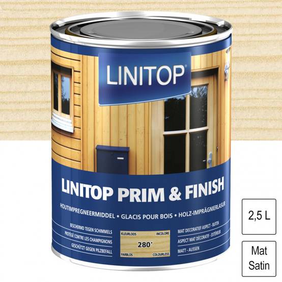 Linitop - Lasure d'imprégnation Incolore satiné mat 2,5L Prim&Finish LINITOP