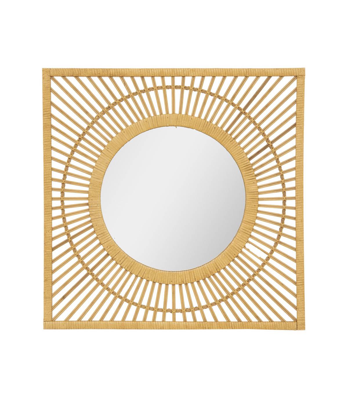 Miroir mural carré en Bambou 66 x 66 cm - Image 1
