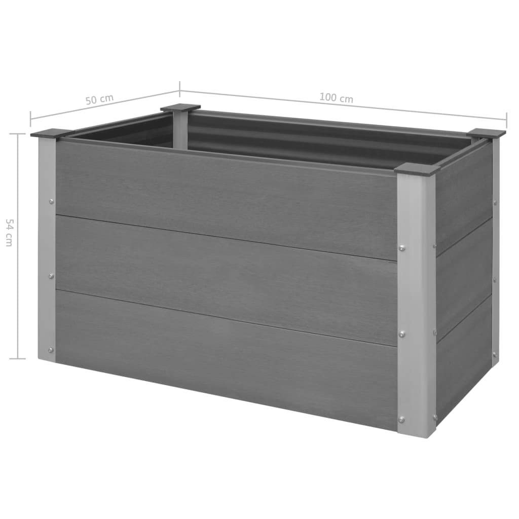 Jardinière lit surélevé plantes fleurs jardin WPC 100 x 50 x 54 cm gris - Image 5
