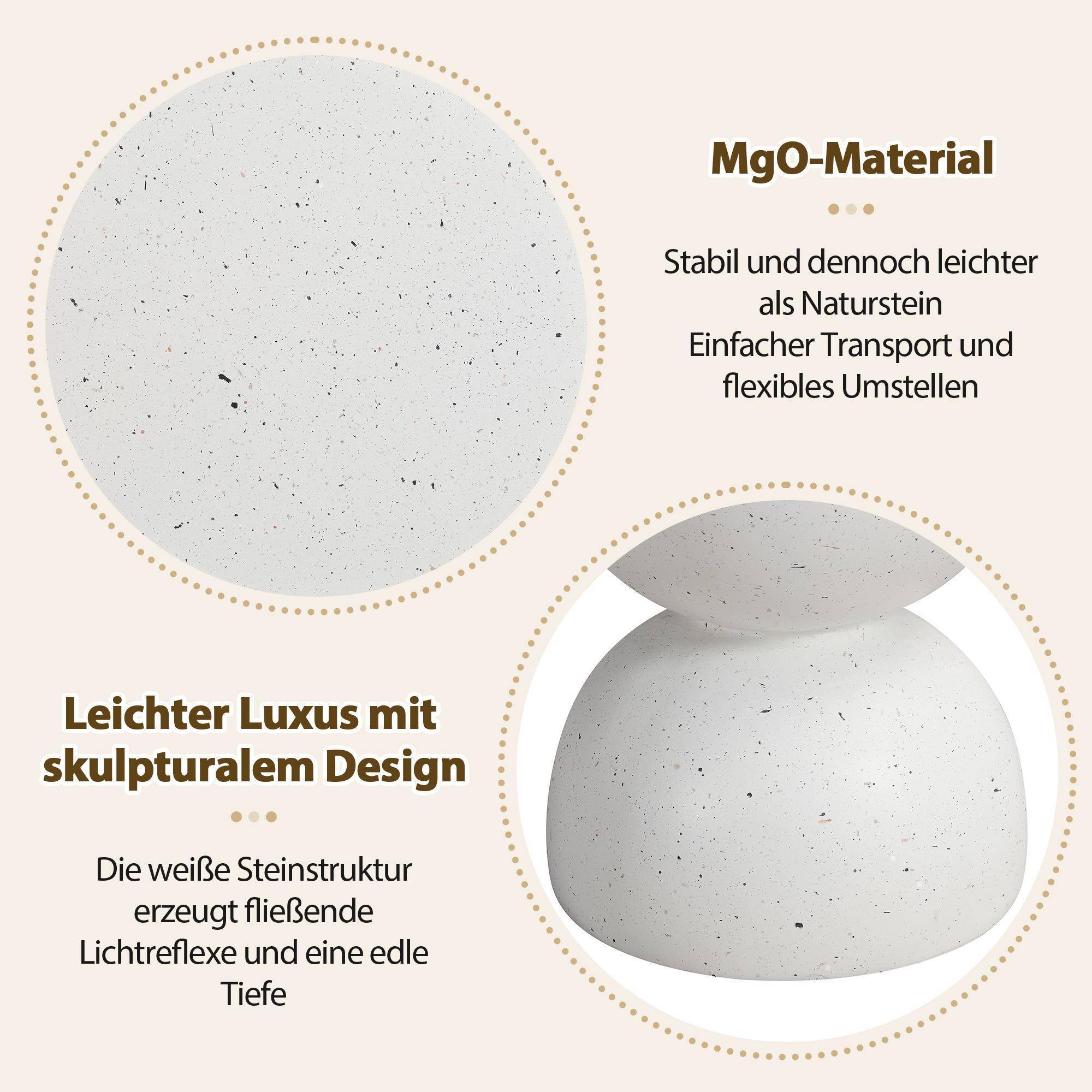 Table d'appoint d'extérieur en MgO, légère et pratique, en terrazzo blanc - Image 9