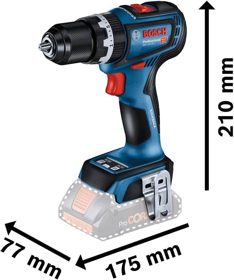 Bosch Professional - Perceuse visseuse percussion GSB 18V-90 C - BOSCH - sans batterie, ni chargeur - L-Boxx - 06019K6102 - Image 2