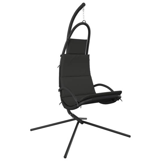 Chaise balançoire jardin | Chaise d'extérieur coussin gris foncé tissu Oxford/acier - Image 1