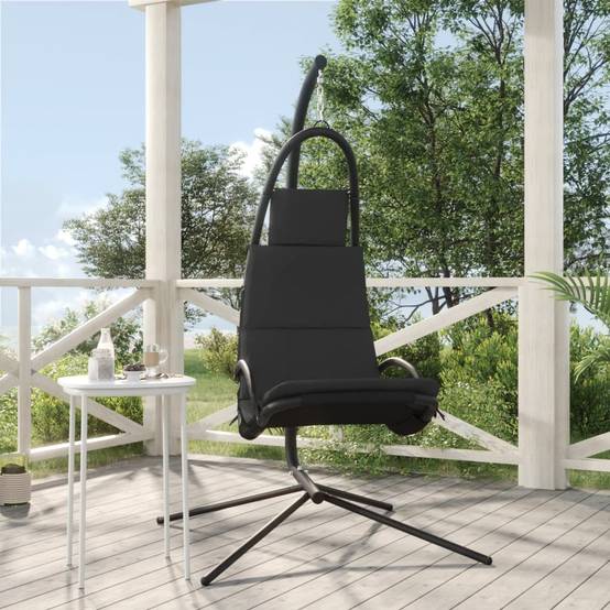 Chaise balançoire jardin | Chaise d'extérieur coussin gris foncé tissu Oxford/acier - Image 2